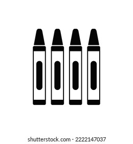 crayon icon in black flat glyph, filled style isolated on white background