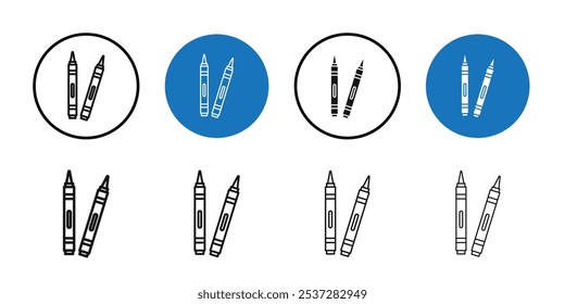 Icono de crayón Conjunto de logotipo de Vector de arte de línea negra