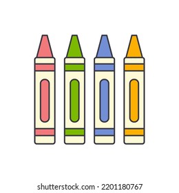 crayon icon in color, isolated on white background 