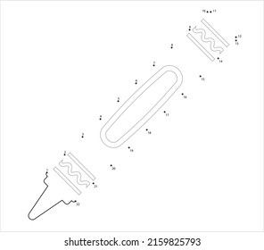 Crayon Icon Connect The Dots, Wax Chalk Charcoal Colored Stick Vector Art Illustration, Puzzle Game Containing A Sequence Of Numbered Dots