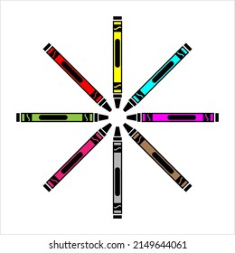 Crayon Icon, Drawing Crayon, Craft Tool Vector Art Illustration
