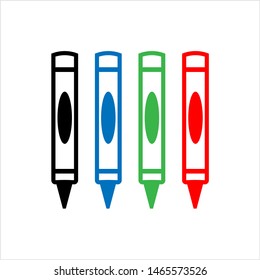 Crayon Icon, Drawing Crayon Vector Art Illustration