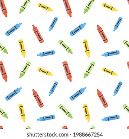 Crayon Icon Emoji Pattern. Paint Seamless Background Symbols. Doodle Emoticon Illustration Design Vector.