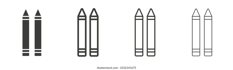 Crayon icon in fill and three stroke sizes