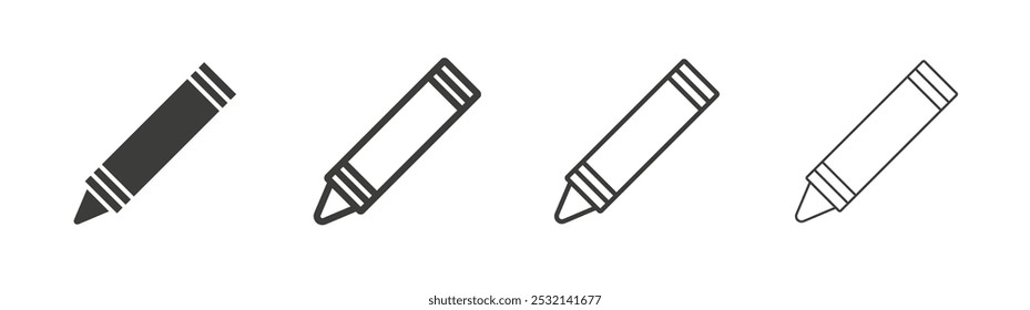 Crayon icon in fill and three stroke sizes