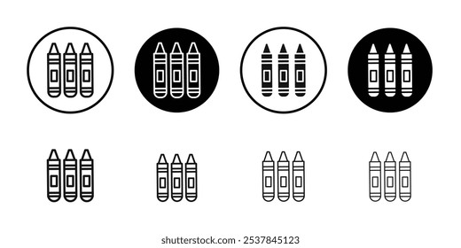 Crayon icon Flat simple outline set