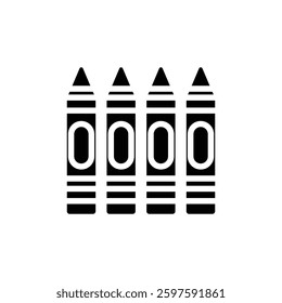 Crayon icon Flat vector set outline