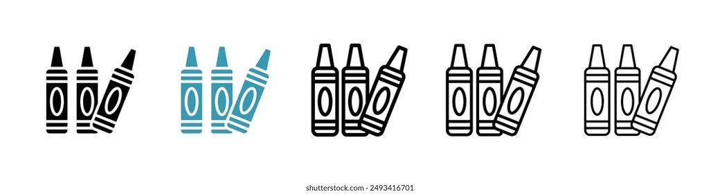 Crayon icon pack. line style EPS 10
