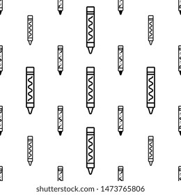 Crayon Icon Seamless Pattern, Drawing Crayon Vector Art Illustration