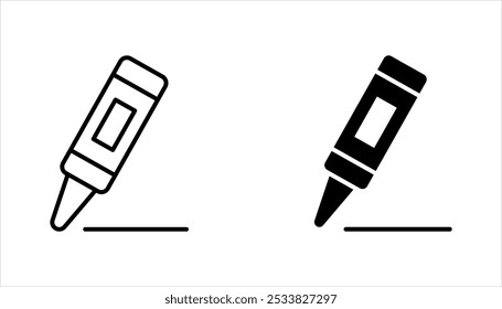 Conjunto de ícones de giz de cera. Ícone de glifos pretos de giz de cera, modelo de design de ícone de giz de cera, ilustração vetorial em fundo branco