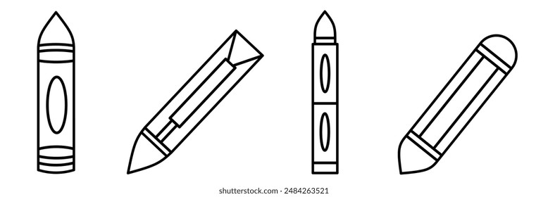 Crayon icon. Crayon thin line icon collection. Stock vector.