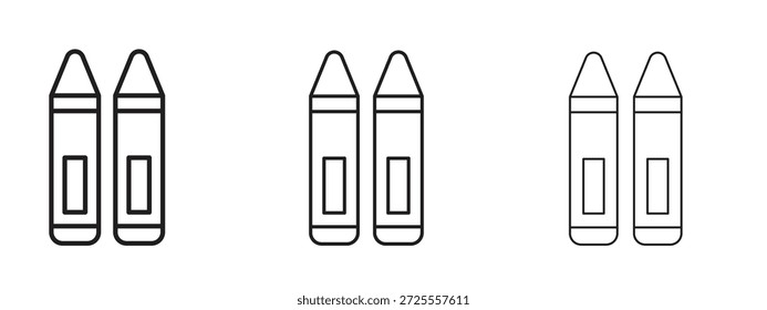 Ícone de giz de cera símbolo de linha fina sobre fundo branco, ilustração vetorial de traçado editável