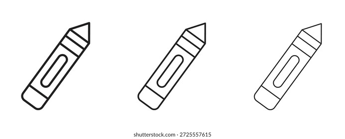 Crayon icon thin line symbol on white background, editable stroke vector illustration