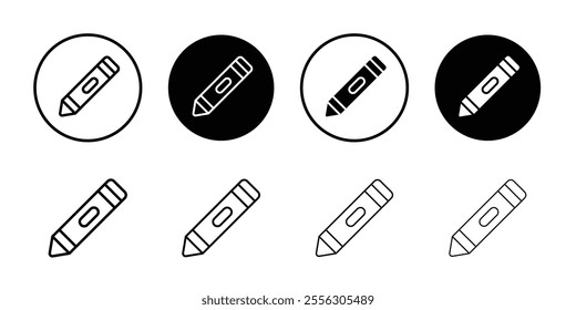 Crayon icon Thin line vector illustration set
