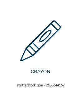 Crayon Icon. Thin Linear Crayon Outline Icon Isolated On White Background. Line Vector Crayon Sign, Symbol For Web And Mobile