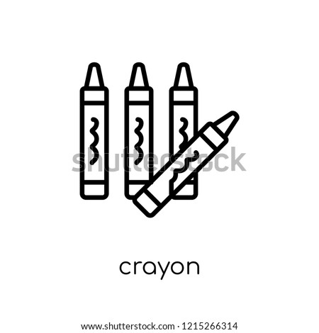 Crayon icon. Trendy modern flat linear vector Crayon icon on white background from thin line E-learning and education collection, editable outline stroke vector illustration