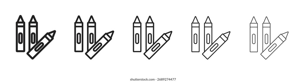 Crayon icon vector Art line Illustrations collection