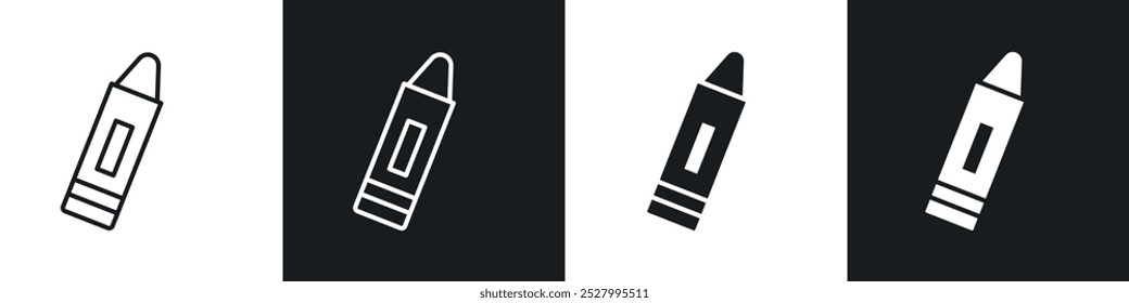 Crayon icon vector icon set black filled and outlined style.