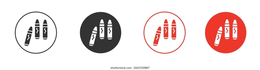 Crayon icons. Flat design style. Graphic design vector symbols. 