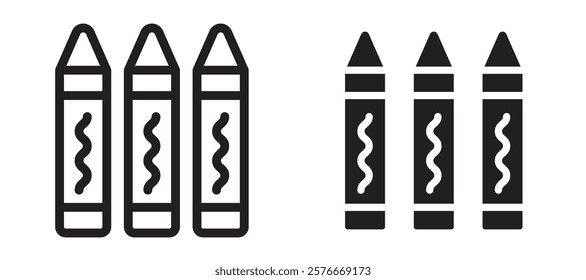 Crayon icons in outline and stroke versions