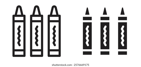 Crayon icons in outline and stroke versions