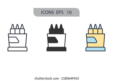 Crayon icons  symbol vector elements for infographic web