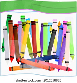 Crayon illustration in a plastic bag