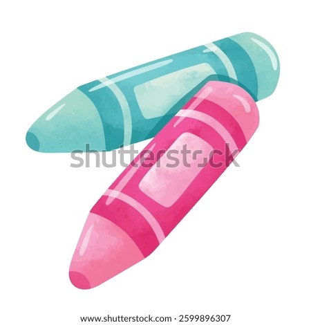 Crayon illustration vector, crayons clip art, crayon clip art, clip art crayon, hand drawn watercolor painting style