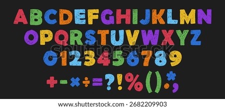 Crayon kids font. Hand drawn scribble funny playful alphabet.