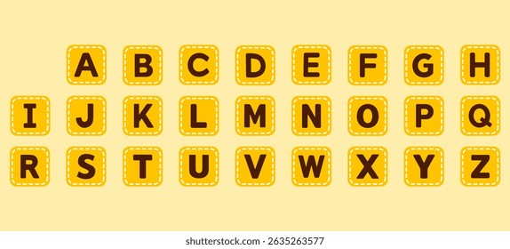 Crayon crianças fonte, amarelo engraçado alfabeto brincalhão. Números datilografados de criança desenhados à mão. Cera de cera de escola creiom abc bonito jardim de infância caligrafia letras divertidas, dígitos. marrom Cor crianças fonte.