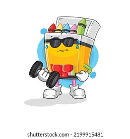 el crayon levantando el vector dumbbell. personaje de caricatura
