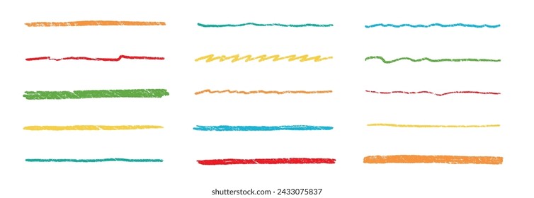 Crayon line color pencil brush scribble stroke pen underline hand. Crayon line pencil brush color sketch chalk stripe doodle vector drawn border texture element kid paint pastel emphasis squiggle