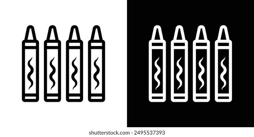 Crayon line icon vector illustration set.