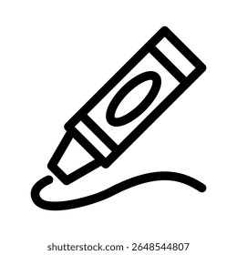 Crayon line icon.School supplies. Simple vector symbol used for school, travel, or education themes. Clean linear design, editable stroke, isolated on white.
