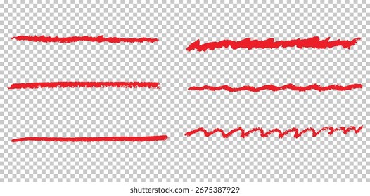 Conjunto de línea de crayón. Ilustración vectorial. Aislado sobre fondo transparente