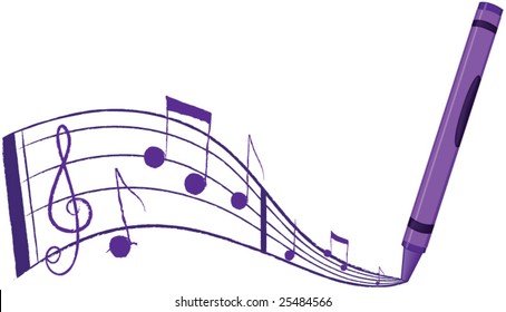 Crayon making music - vector illustration
