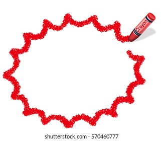 A crayon message frame drawn with a red crayon.