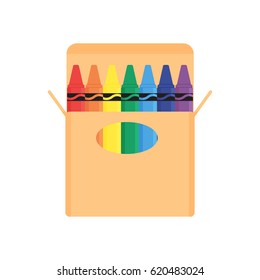 Crayon on white background vector concept. Drawing illustration in modern flat style. Color picture for design web site, web banner, printed material. Crayon icon. 