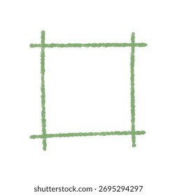 Quadro de retângulo com contorno de giz de cera com um estilo de esboço e borda verde. O rótulo do cartão fica no meio, perfeito como um fundo para design de texto ou banner em tema artístico mínimo.