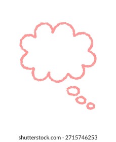 Icono de burbuja de pensamiento de contorno de crayón con borde ondulado suave y forma de nube. Pensamiento y conversación de habla, chat o elemento de mensaje de conversación en estilo pastel, perfecto para la comunicación icono moderno