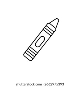 Crayon outline vector icon, a simple line art drawing of a wax crayon for school, art, and children's creativity concepts.