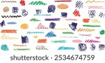 Crayon pencil color brush hand drawn chalk vector element set