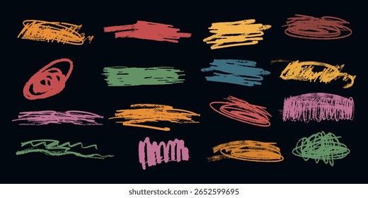 Crayon pencil color charcoal brush texture underline squiggly lines scribble doodles