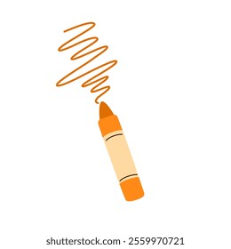 Crayon pencil. Drawing stick, wax supplier. Painting accessory for fine art. Stationery, oil pastel, colored pigments. Flat graphic vector illustration isolated on white background