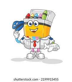 the crayon pilot mascot. cartoon vector