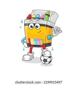 the crayon playing soccer illustration. character vector