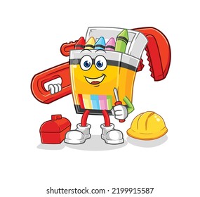 der Cartoon des Crayon-Klempners. Cartoon-Maskottvektor