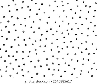 Motif harmonieux à pois de crayon. Texture de polkadot doodle mignon. Arrière-plan dessiné à la main à la craie, gribouillis de forme ronde. Bébé enfants motif harmonieux. Illustration vectorielle isolée sur fond blanc.