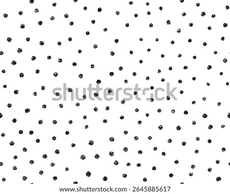 Crayon polka dot seamless pattern. Cute doodle polkadot texture. Hand drawn chalk scribble round shape background. Baby kids seamless pattern. Vector illustration isolated on white background.