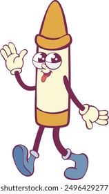 Crayon retro groovy mascot character